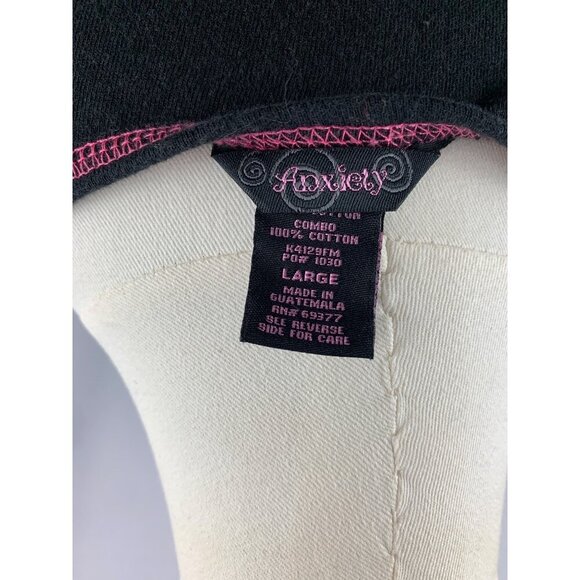 Anxiety Black & Pink Combo Top Large Y2K Style - Picture 6 of 6